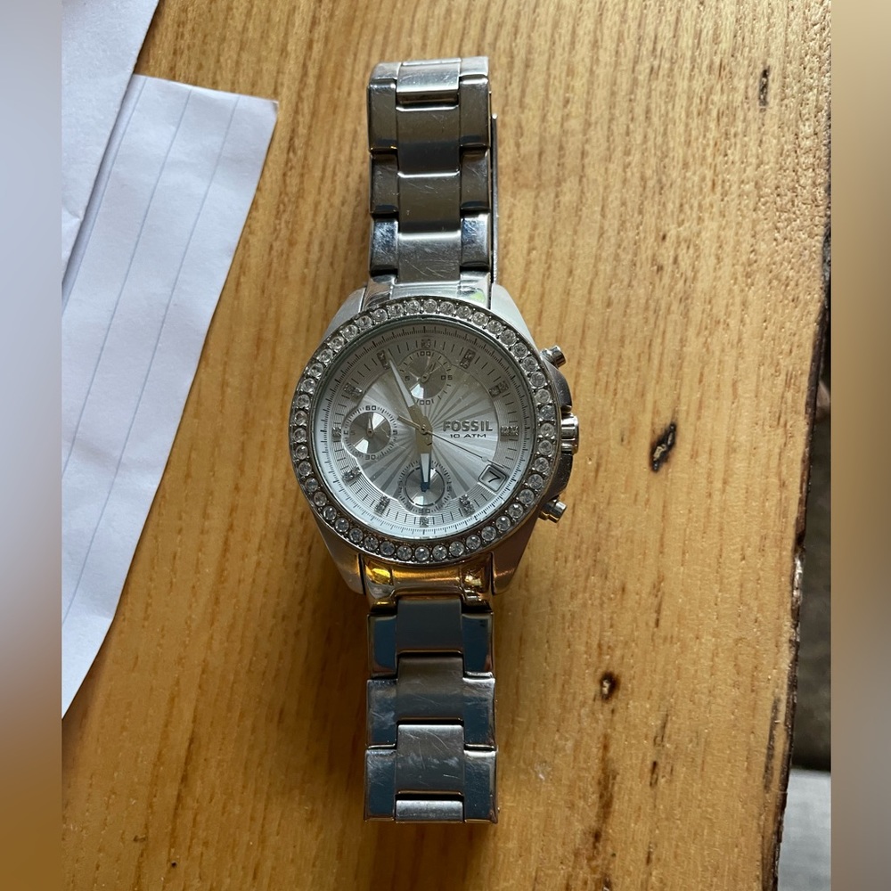 Women’s Fossil Silver Rhinestone watch